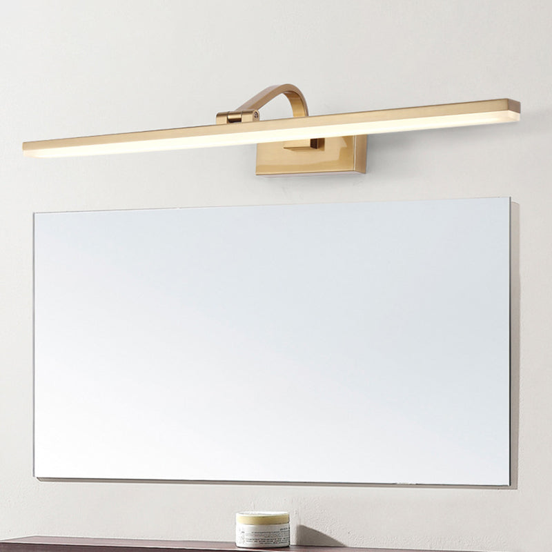 Modern Brass Linear Vanity Led Light With Swing Arm - Acrylic Wall Mount Fixture / 16