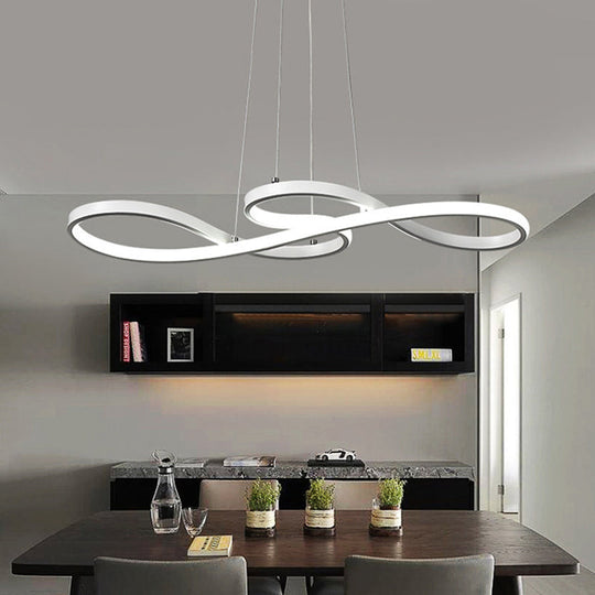 Minimalist Metal Led Island Light With Musical Notes Design For Dining Room White / 29.5