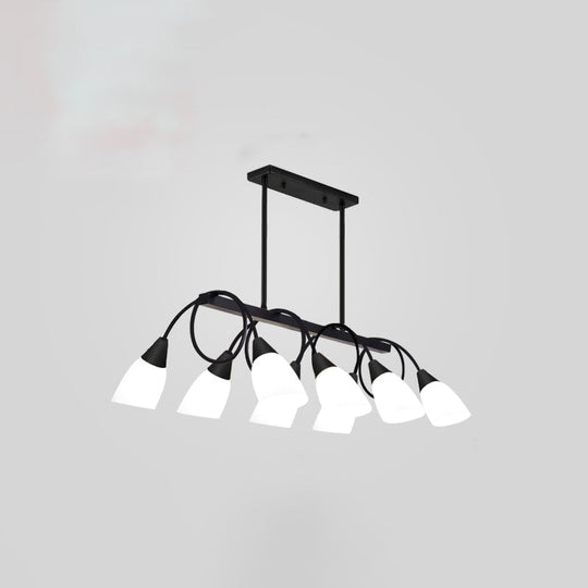 White Glass Tulip Suspension Light Modern Island Ceiling Fixture For Dining Room 8 / Black