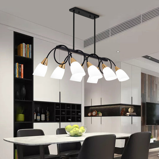 White Glass Tulip Suspension Light Modern Island Ceiling Fixture For Dining Room