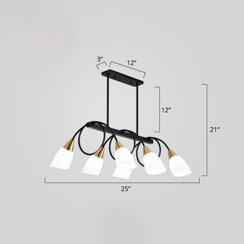 White Glass Tulip Suspension Light Modern Island Ceiling Fixture For Dining Room