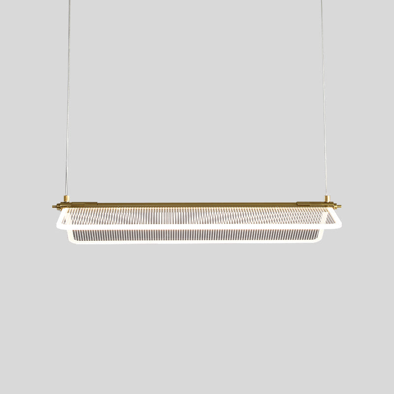 Minimalistic Acrylic Dining Room Pendant Light - Folding Island In Gold / 31.5 Rectangle