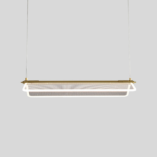 Minimalistic Acrylic Dining Room Pendant Light - Folding Island In Gold / 31.5 Rectangle