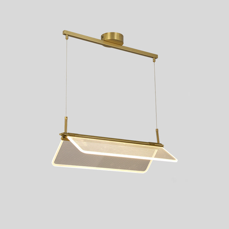 Minimalistic Acrylic Dining Room Pendant Light - Folding Island In Gold / 23.5 Rectangle
