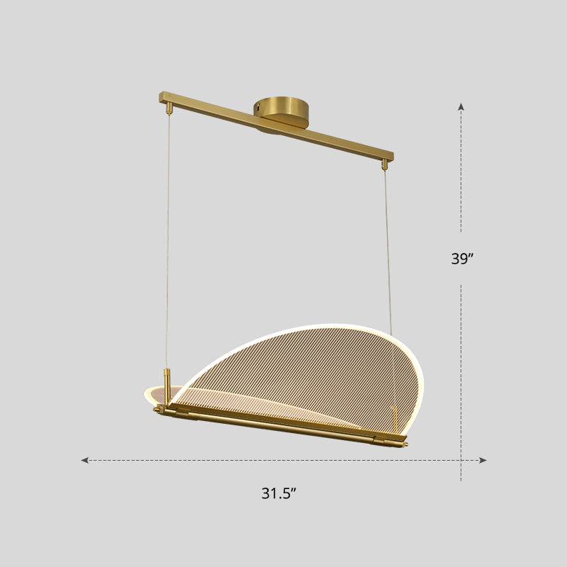 Minimalistic Acrylic Dining Room Pendant Light - Folding Island In Gold