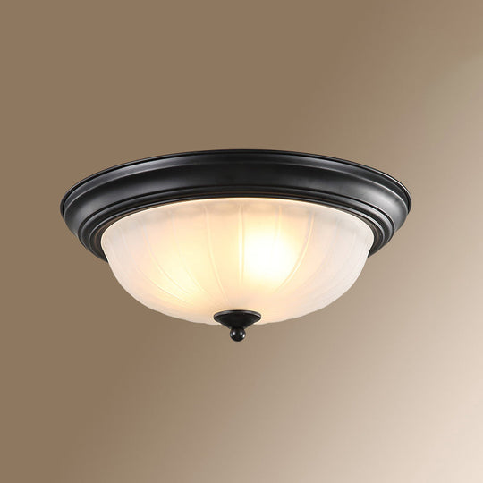 Classic Frosted Glass Dome Ceiling Light Fixture For Bedroom Black / 13