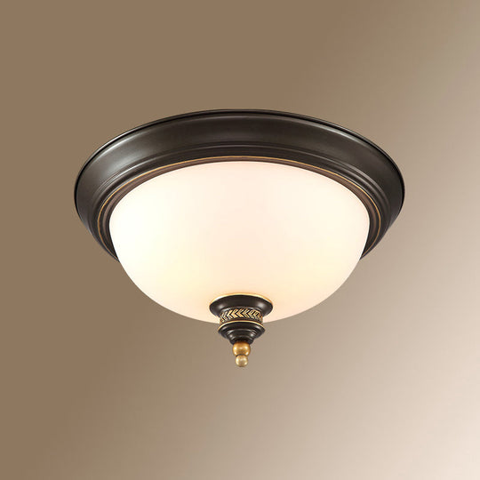 Classic Frosted Glass Dome Ceiling Light Fixture For Bedroom Dark Brown / 13