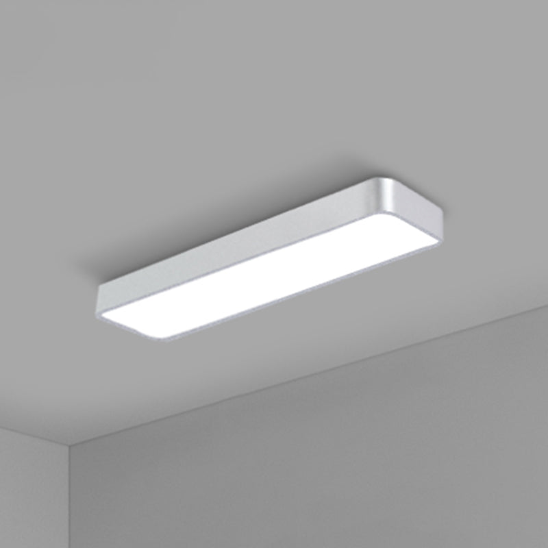 Modern Led Flush Light With Rectangular Acrylic Shade - Office Ceiling Mounted Silver / Small 35.5