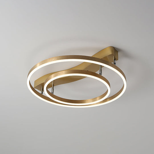 Brass Multi-Ring Led Flushmount Ceiling Light For Living Room 2 / White