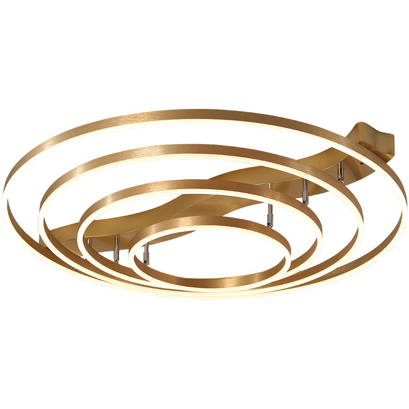 Brass Multi-Ring Led Flushmount Ceiling Light For Living Room