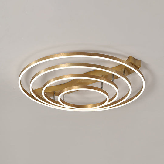 Brass Multi-Ring Led Flushmount Ceiling Light For Living Room