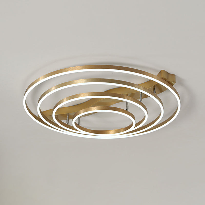 Brass Multi-Ring Led Flushmount Ceiling Light For Living Room