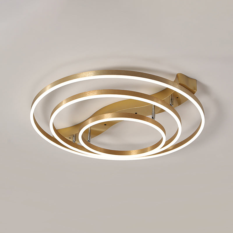 Brass Multi-Ring Led Flushmount Ceiling Light For Living Room