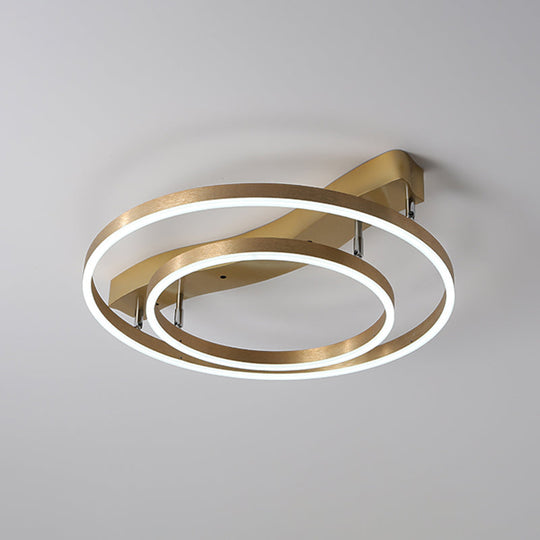 Brass Multi-Ring Led Flushmount Ceiling Light For Living Room