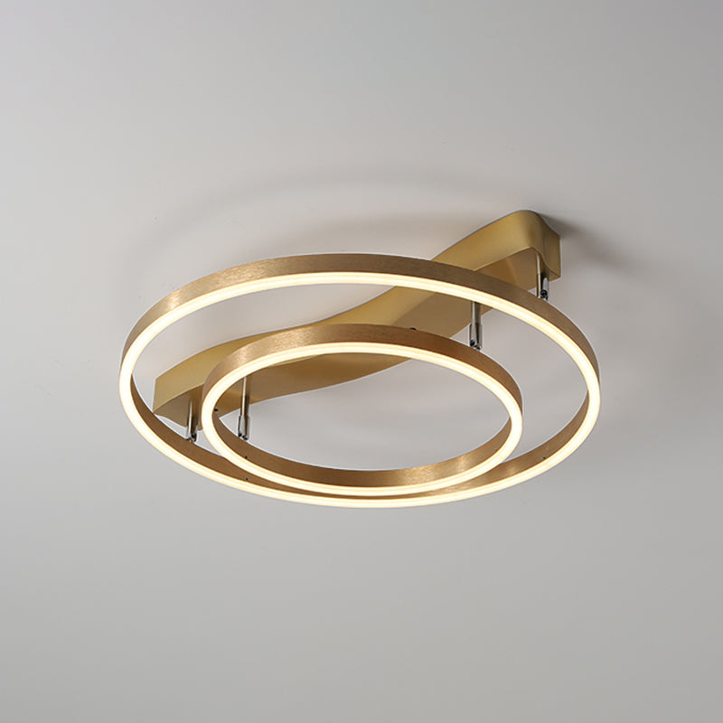 Brass Multi-Ring Led Flushmount Ceiling Light For Living Room