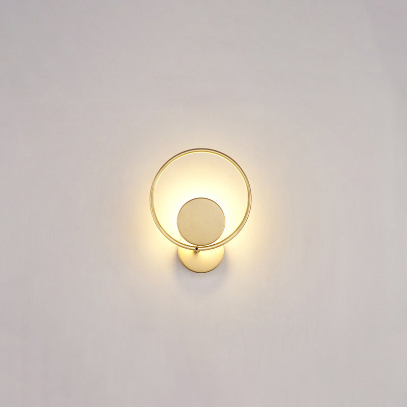 Golden Metal Led Sconce: Stylish Round Wall Mounted Lamp For Bedrooms Gold / Warm