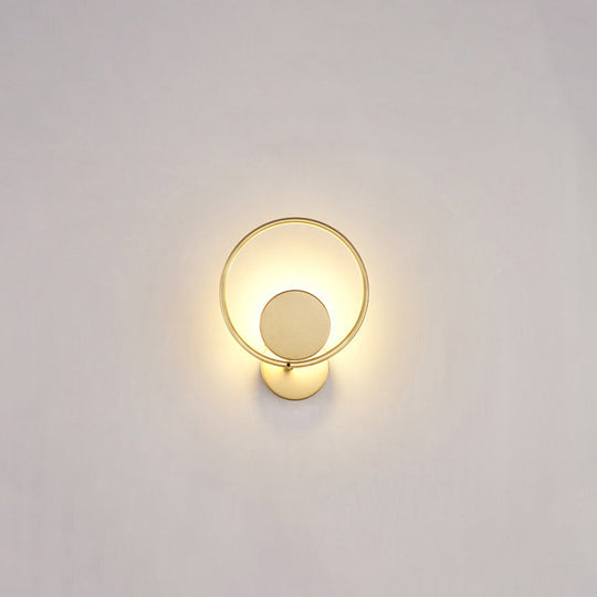 Golden Metal Led Sconce: Stylish Round Wall Mounted Lamp For Bedrooms Gold / Warm