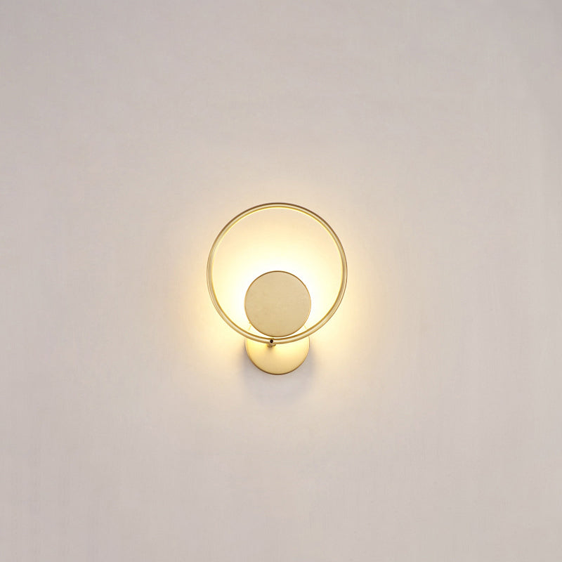 Golden Metal Led Sconce: Stylish Round Wall Mounted Lamp For Bedrooms Gold / Third Gear