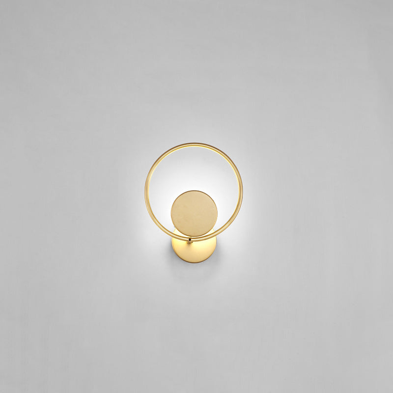 Golden Metal Led Sconce: Stylish Round Wall Mounted Lamp For Bedrooms Gold / White