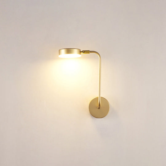 Golden Metal Led Sconce: Stylish Round Wall Mounted Lamp For Bedrooms Gold / Third Gear Left