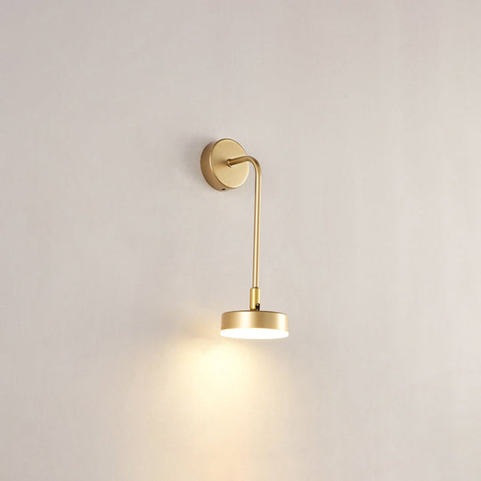 Golden Metal Led Sconce: Stylish Round Wall Mounted Lamp For Bedrooms Gold / Third Gear Down
