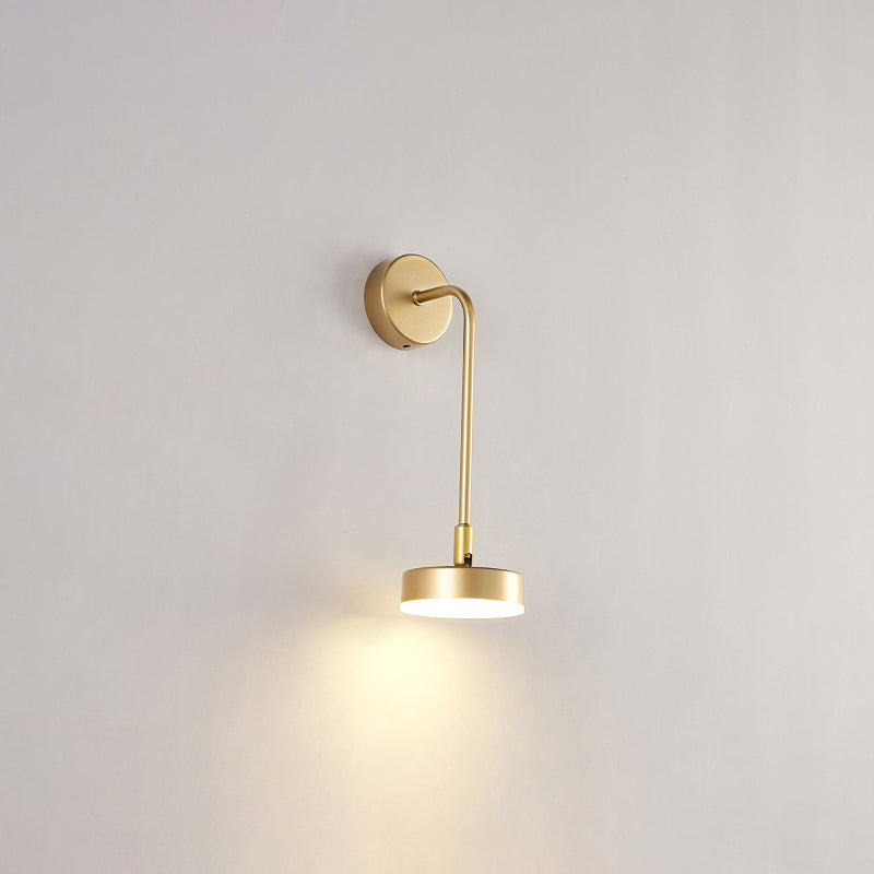 Golden Metal Led Sconce: Stylish Round Wall Mounted Lamp For Bedrooms Gold / Warm Down