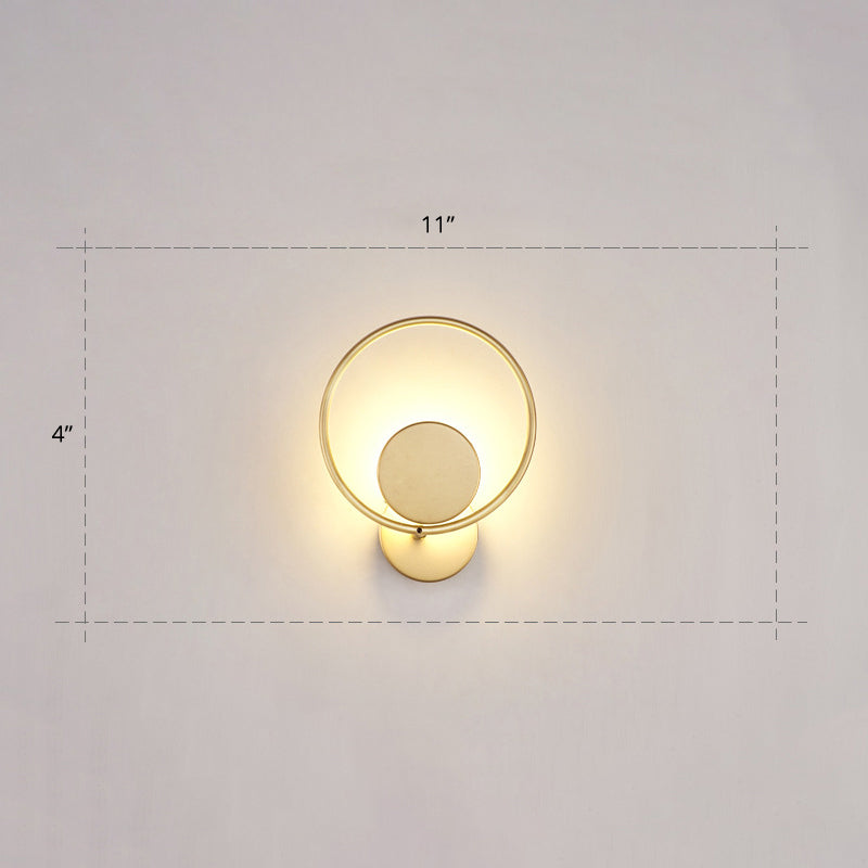 Golden Metal Led Sconce: Stylish Round Wall Mounted Lamp For Bedrooms