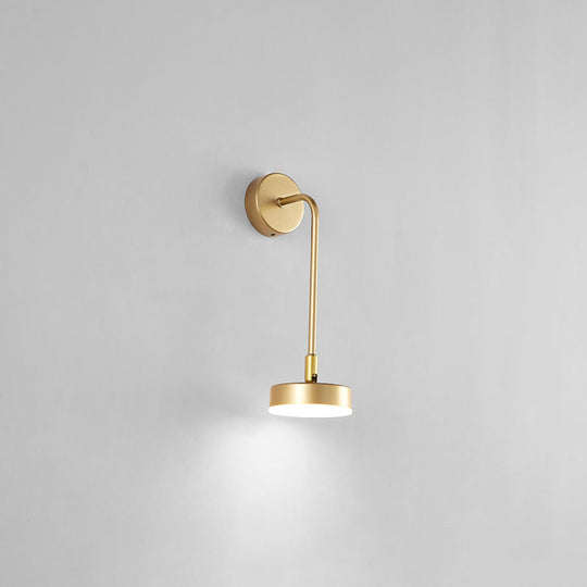 Golden Metal Led Sconce: Stylish Round Wall Mounted Lamp For Bedrooms Gold / White Down