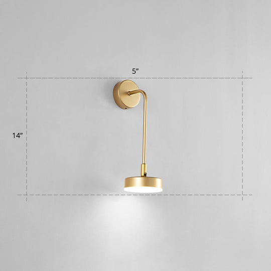 Golden Metal Led Sconce: Stylish Round Wall Mounted Lamp For Bedrooms