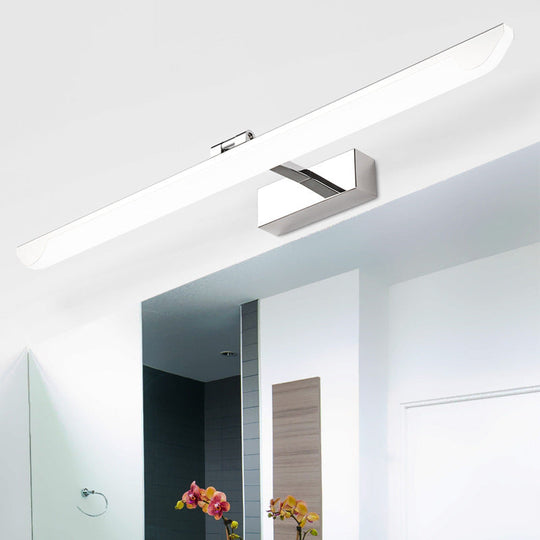 Modern Led Vanity Light Fixture - Swivelable Linear Acrylic Wall Mount Lamp For Bathrooms Chrome /