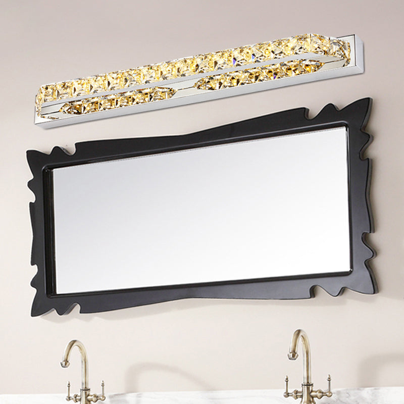 Modern Led Vanity Wall Sconce With Crystal Encrusted Beveled Bar - Stylish And Chic Champagne / 16