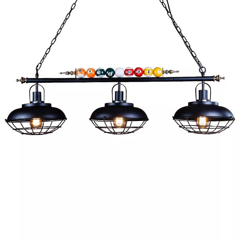 Industrial Metal Billiards Island Light For Restaurants With Bowl Shade
