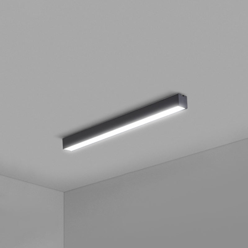 Modern Black Aluminum Office Ceiling Light - Rectangular Flush Mount Recessed Lighting / Small 23.5