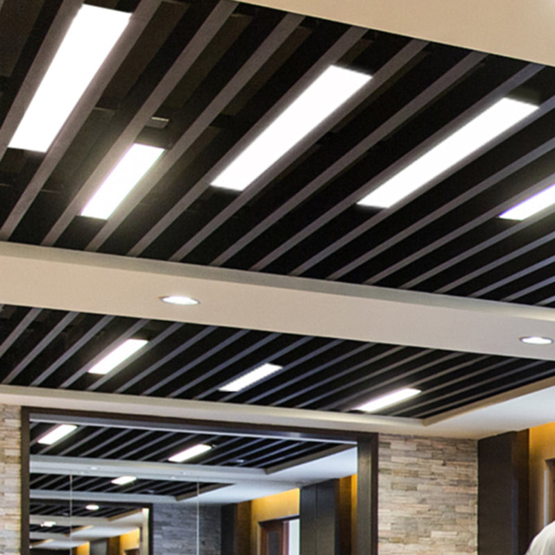 Modern Black Aluminum Office Ceiling Light - Rectangular Flush Mount Recessed Lighting