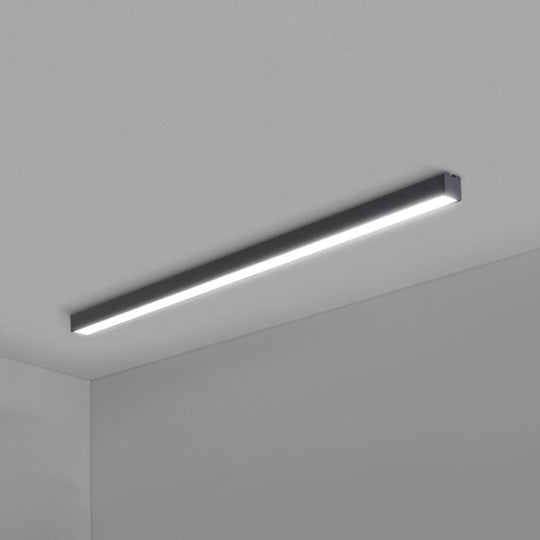 Modern Black Aluminum Office Ceiling Light - Rectangular Flush Mount Recessed Lighting / Small 47.5
