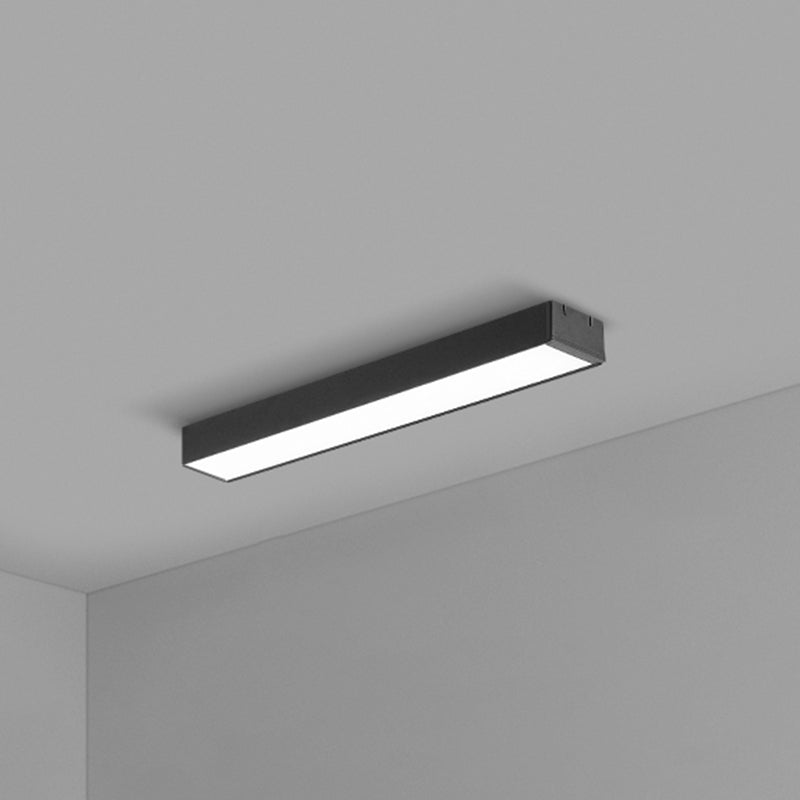 Modern Black Aluminum Office Ceiling Light - Rectangular Flush Mount Recessed Lighting / Medium 23.5