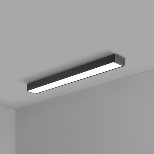 Modern Black Aluminum Office Ceiling Light - Rectangular Flush Mount Recessed Lighting / Medium 35.5