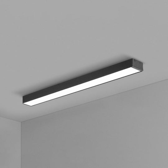 Modern Black Aluminum Office Ceiling Light - Rectangular Flush Mount Recessed Lighting / Medium 47.5