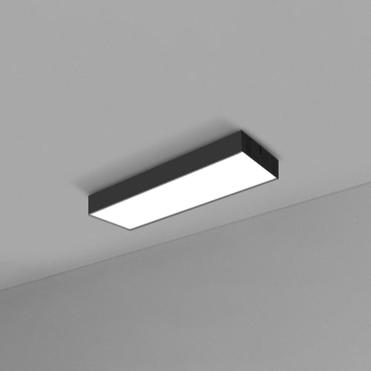 Modern Black Aluminum Office Ceiling Light - Rectangular Flush Mount Recessed Lighting / Large 23.5