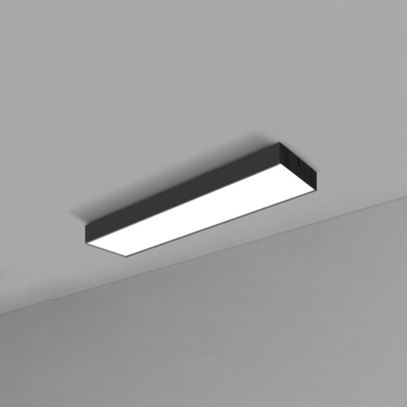 Modern Black Aluminum Office Ceiling Light - Rectangular Flush Mount Recessed Lighting / Large 35.5