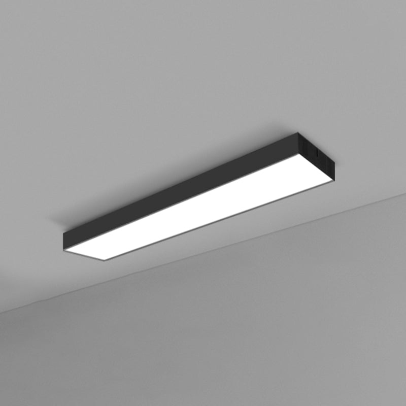 Modern Black Aluminum Office Ceiling Light - Rectangular Flush Mount Recessed Lighting / Large 47.5