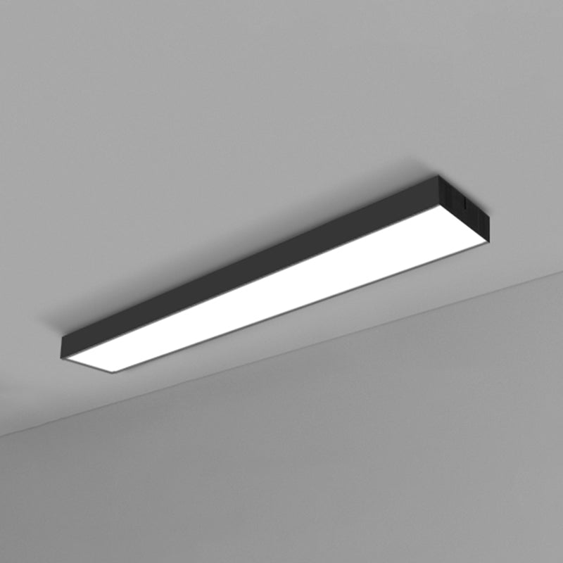 Modern Black Aluminum Office Ceiling Light - Rectangular Flush Mount Recessed Lighting / Large 59