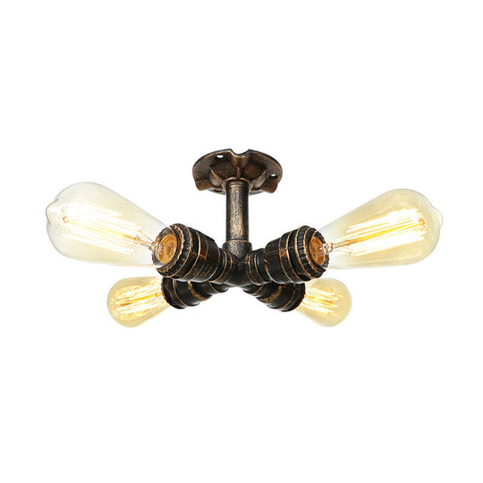 Steampunk Pipe Close To Ceiling Light In Bronze For Living Room 4 /