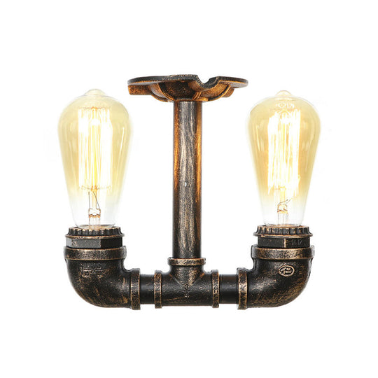 Steampunk Pipe Close To Ceiling Light In Bronze For Living Room 2 /