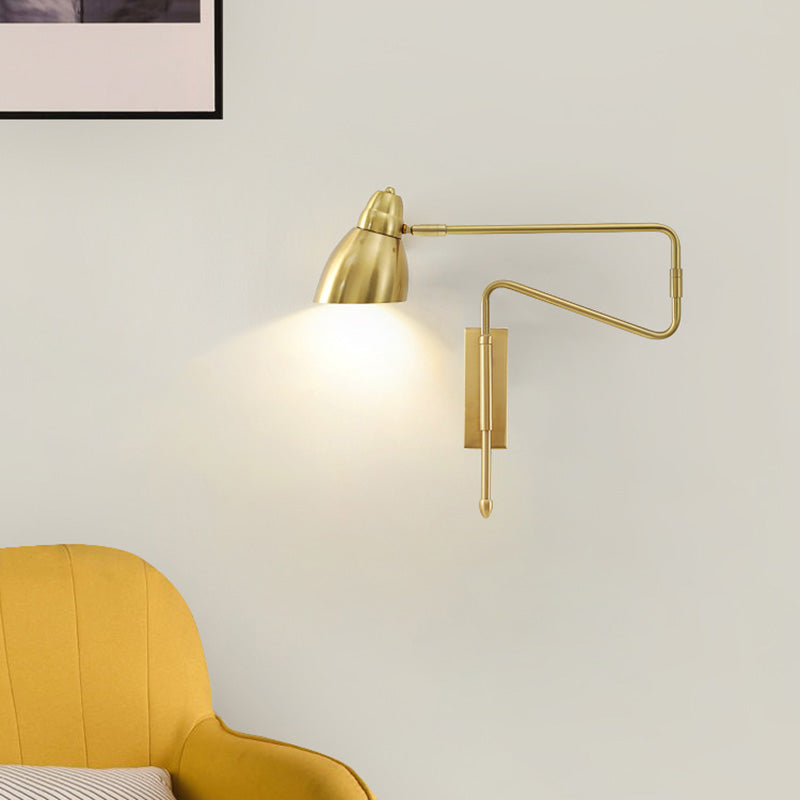 Modern Metal Angled Shade Wall Light - Extendable 1-Light Task Lamp For Studio Gold
