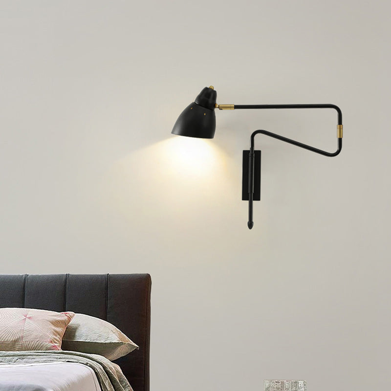 Modern Metal Angled Shade Wall Light - Extendable 1-Light Task Lamp For Studio Black