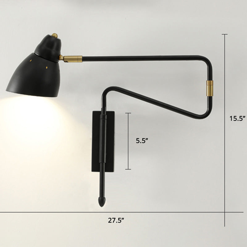 Modern Metal Angled Shade Wall Light - Extendable 1-Light Task Lamp For Studio
