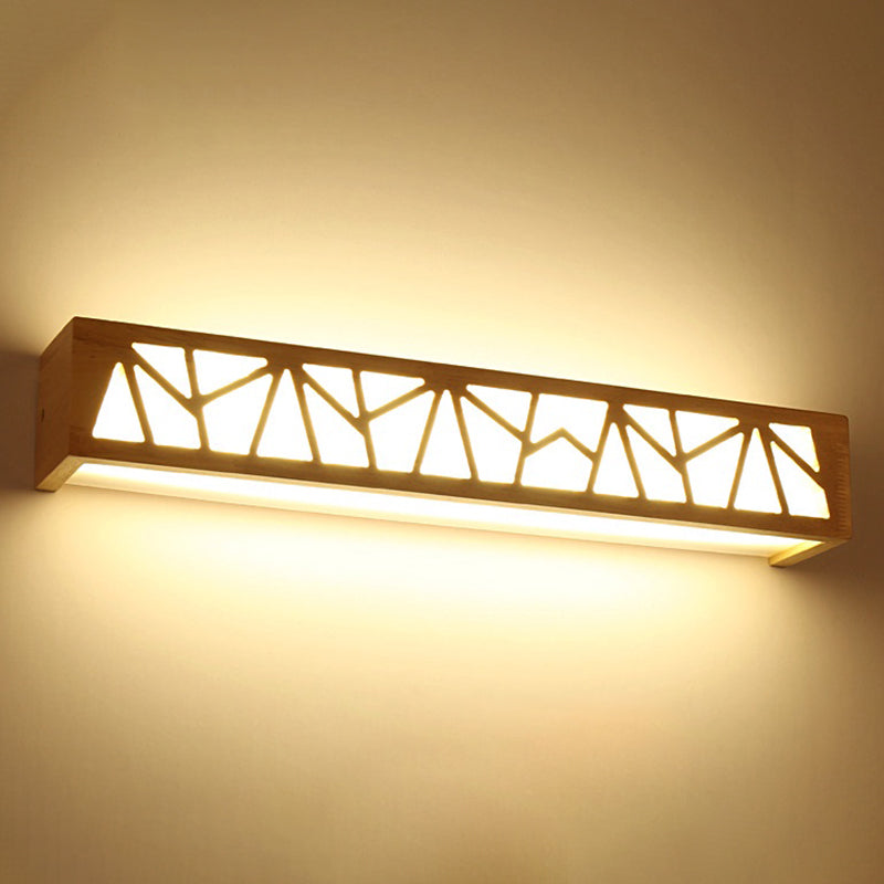 Modern Beige Nordic Wooden Led Sconce Wall Lamp For Bathroom