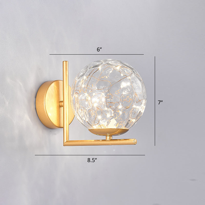 Designer Style Glass Led Wall Sconce - Mini Globe Light Fixture For Bedroom