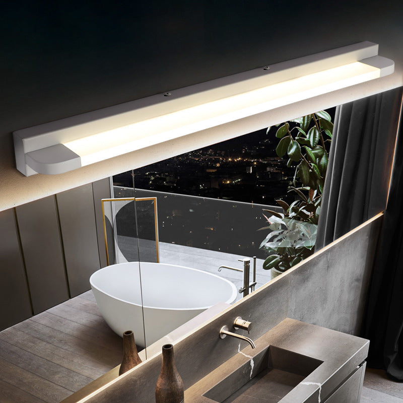 Led Bar Bathroom Sconce Light With Rounded Corner - Acrylic Vanity Wall Fixture White / 18 Warm